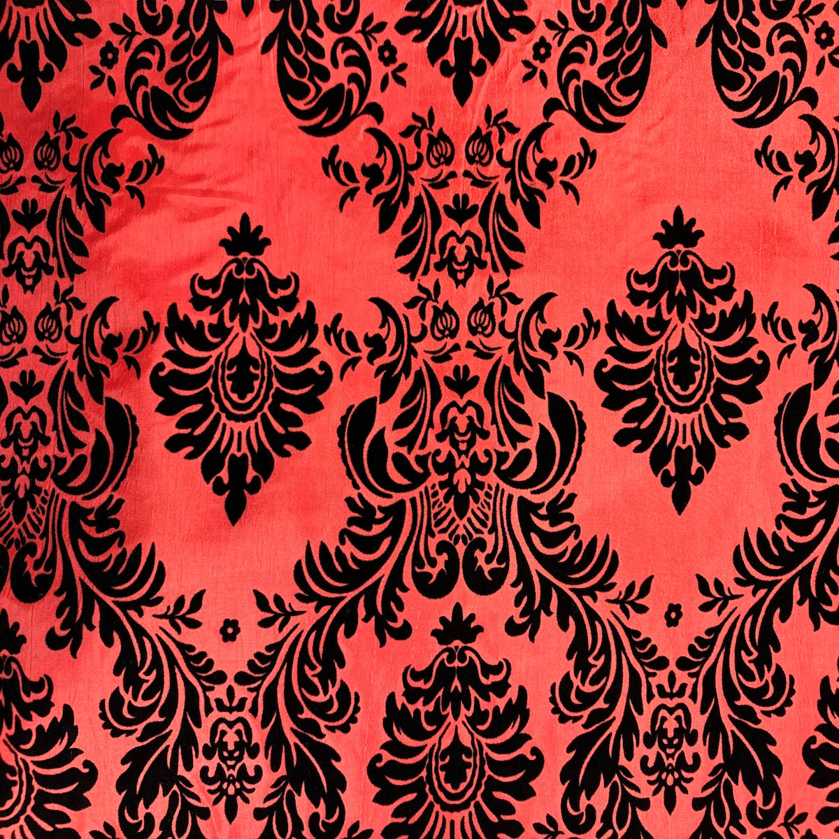 Damask Flocked Taffeta Fabric - 100 Percent Polyester Fabric, Damask Pattern, 60" Width (1 Yard)