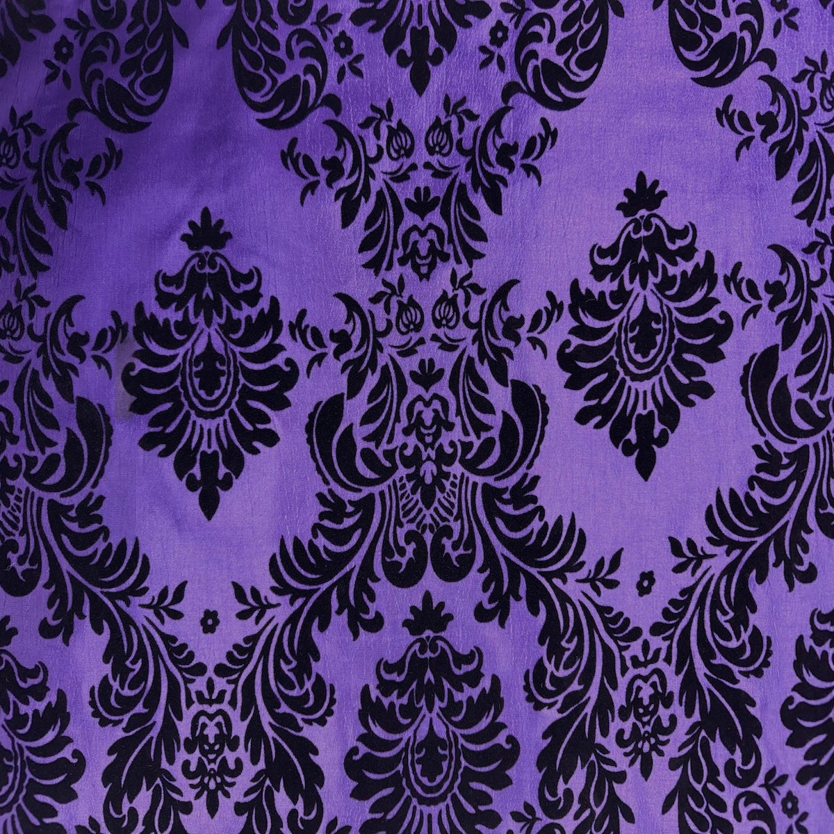 Damask Flocked Taffeta Fabric - 100 Percent Polyester Fabric, Damask Pattern, 60" Width (1 Yard)