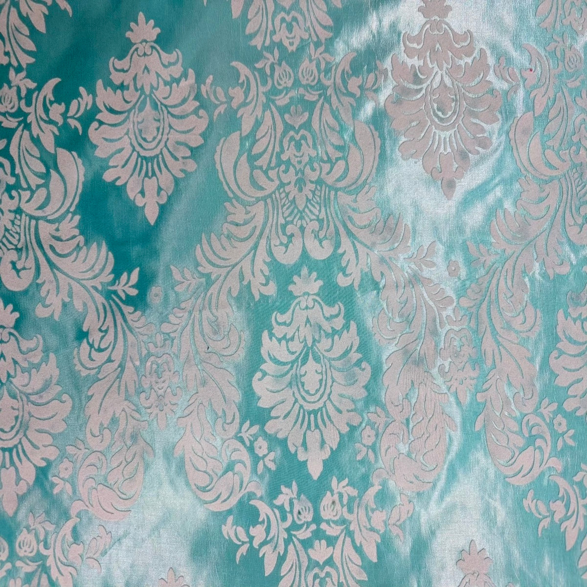 Damask Flocked Taffeta Fabric - 100 Percent Polyester Fabric, Damask Pattern, 60" Width (1 Yard)