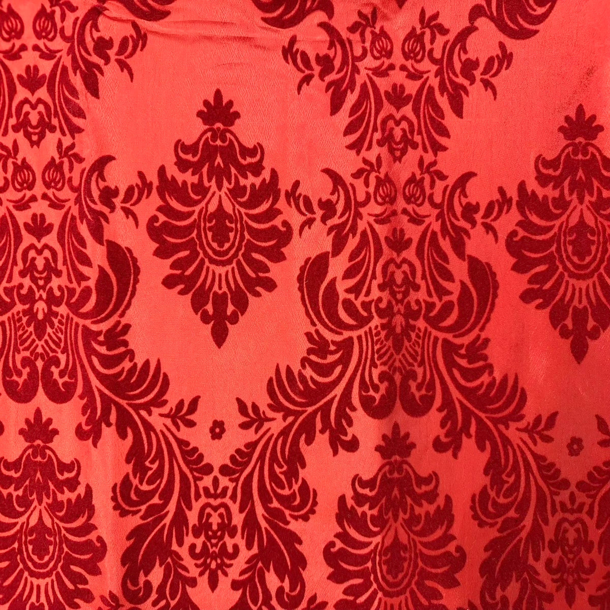 Damask Flocked Taffeta Fabric - 100 Percent Polyester Fabric, Damask Pattern, 60" Width (1 Yard)