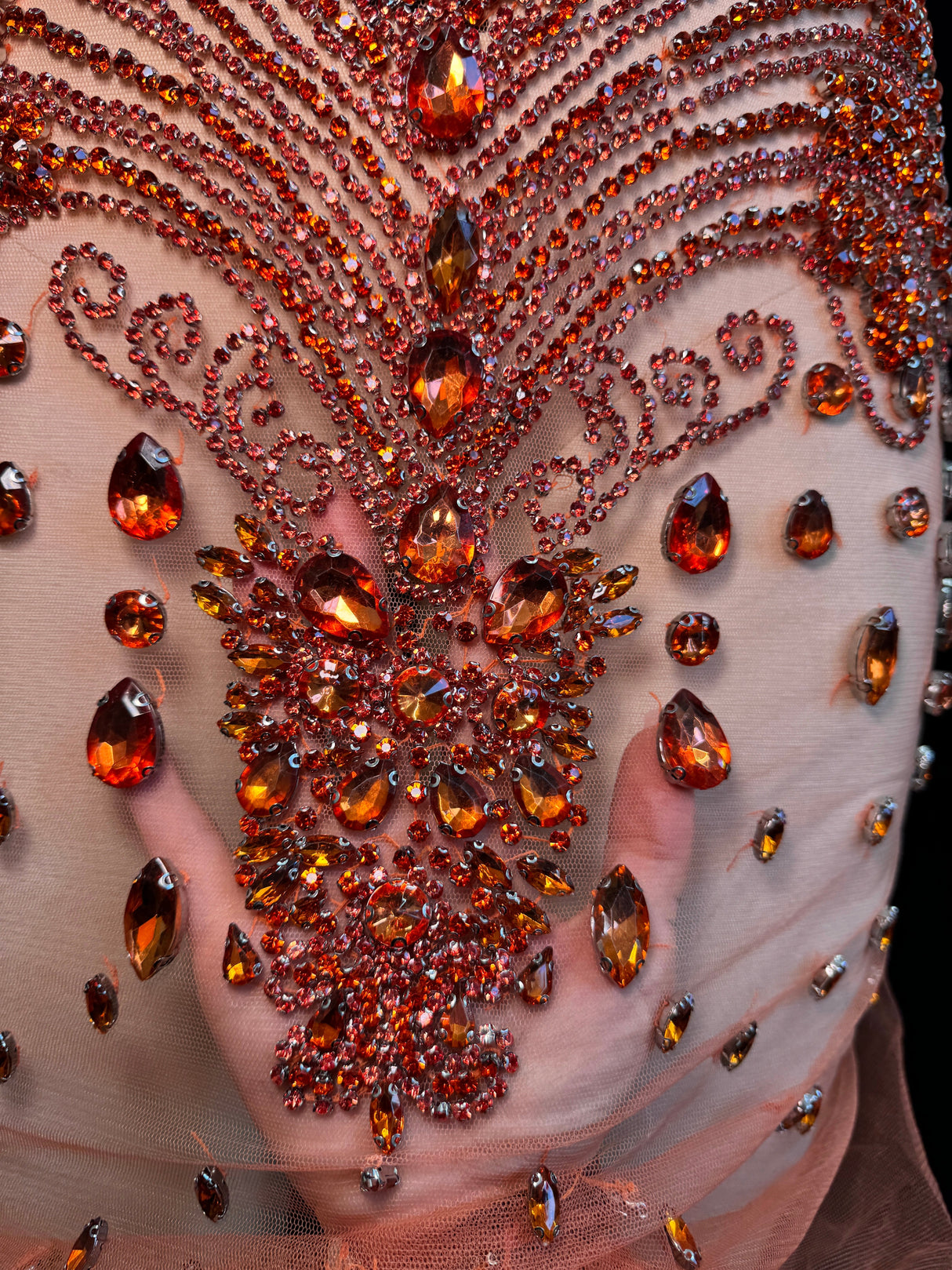 Orange Rhinestone Bodice Applique