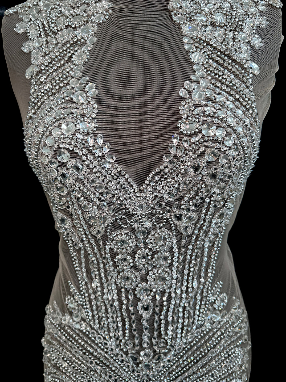 Silver Rhinestone Bodice Applique