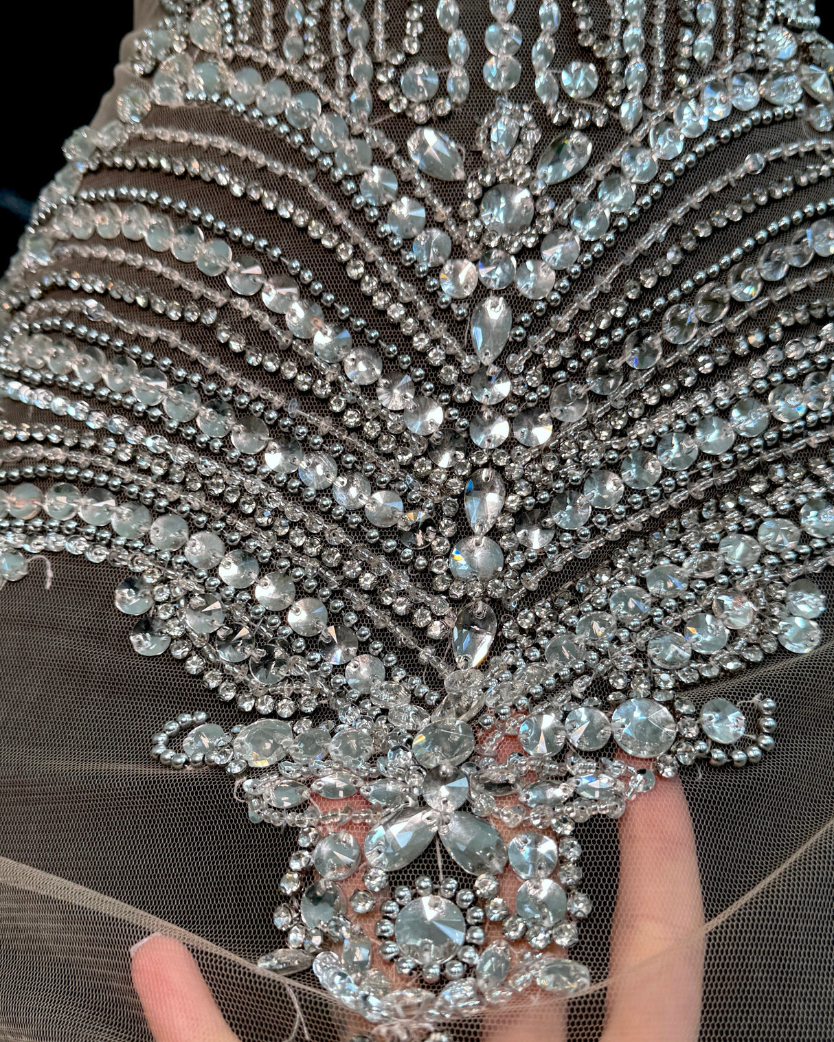 Silver Rhinestone Bodice Applique
