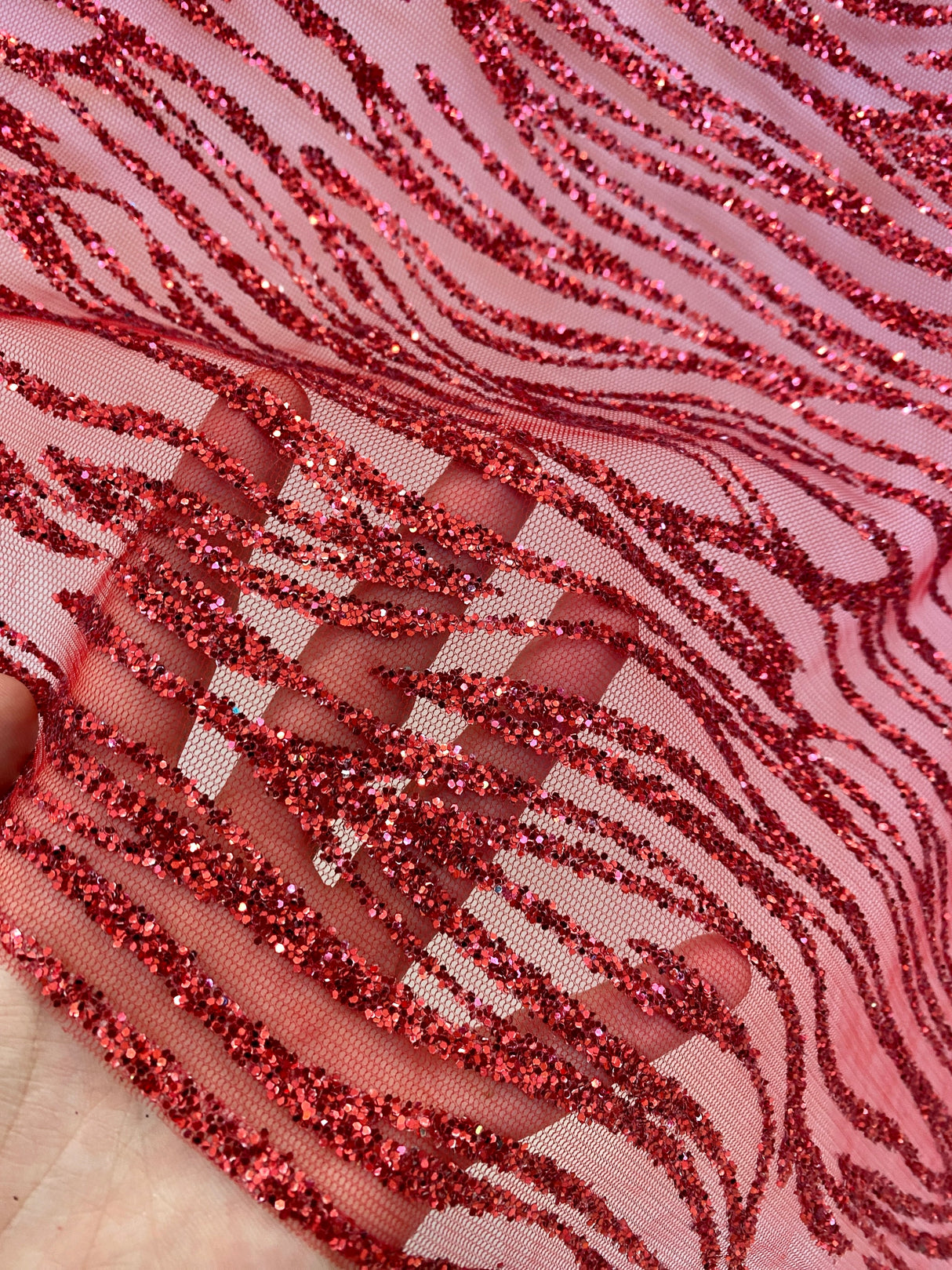 Glitter Wave Lace Red