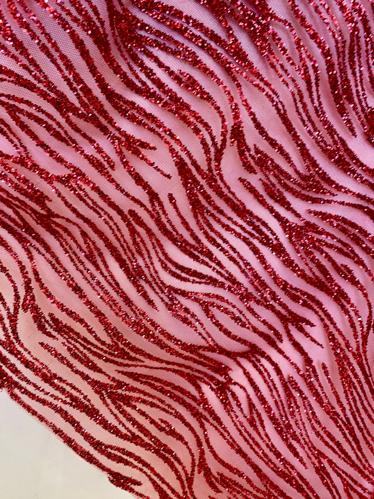Glitter Wave Lace Red