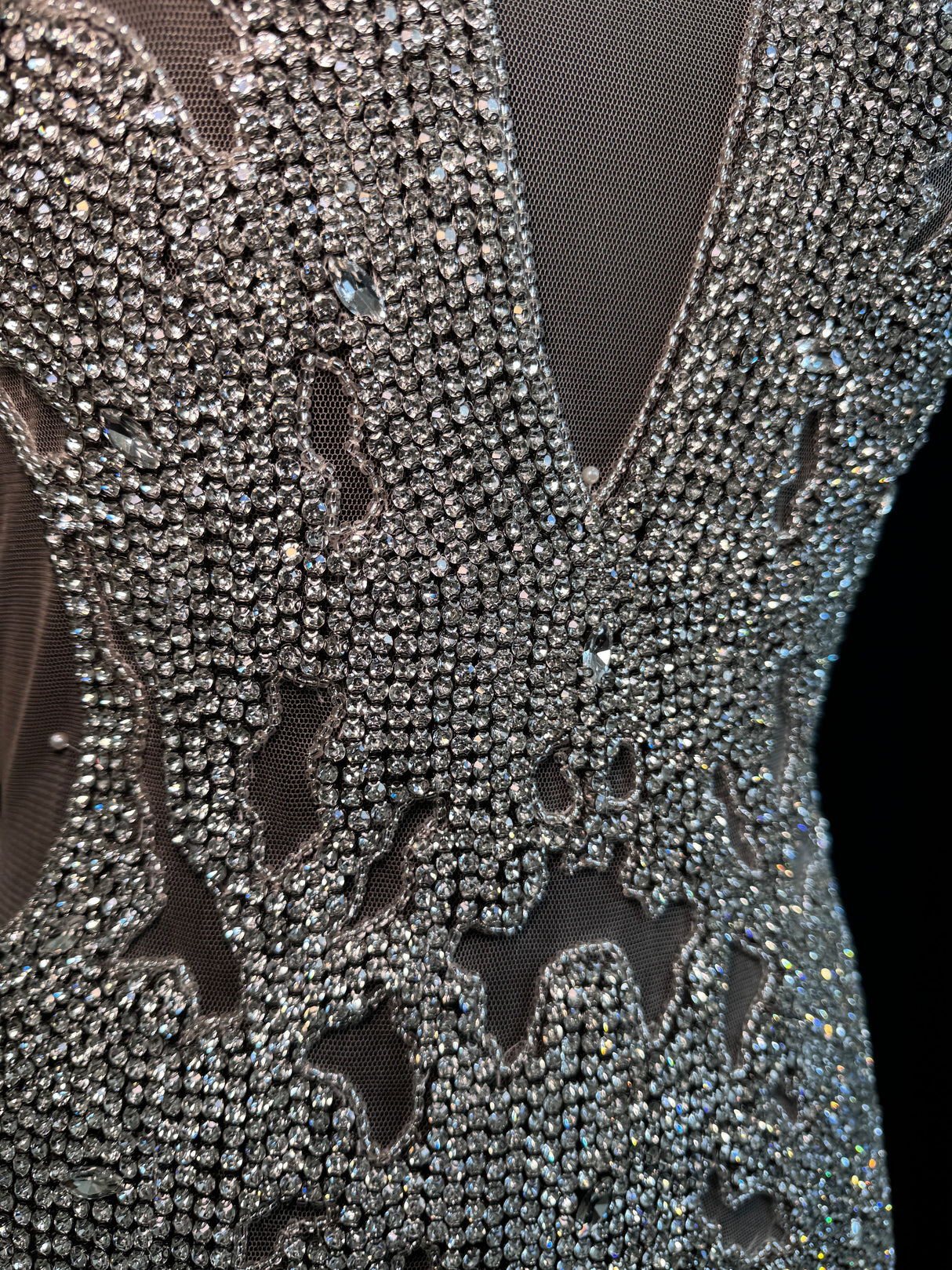 Silver Rhinestone Bodice Applique
