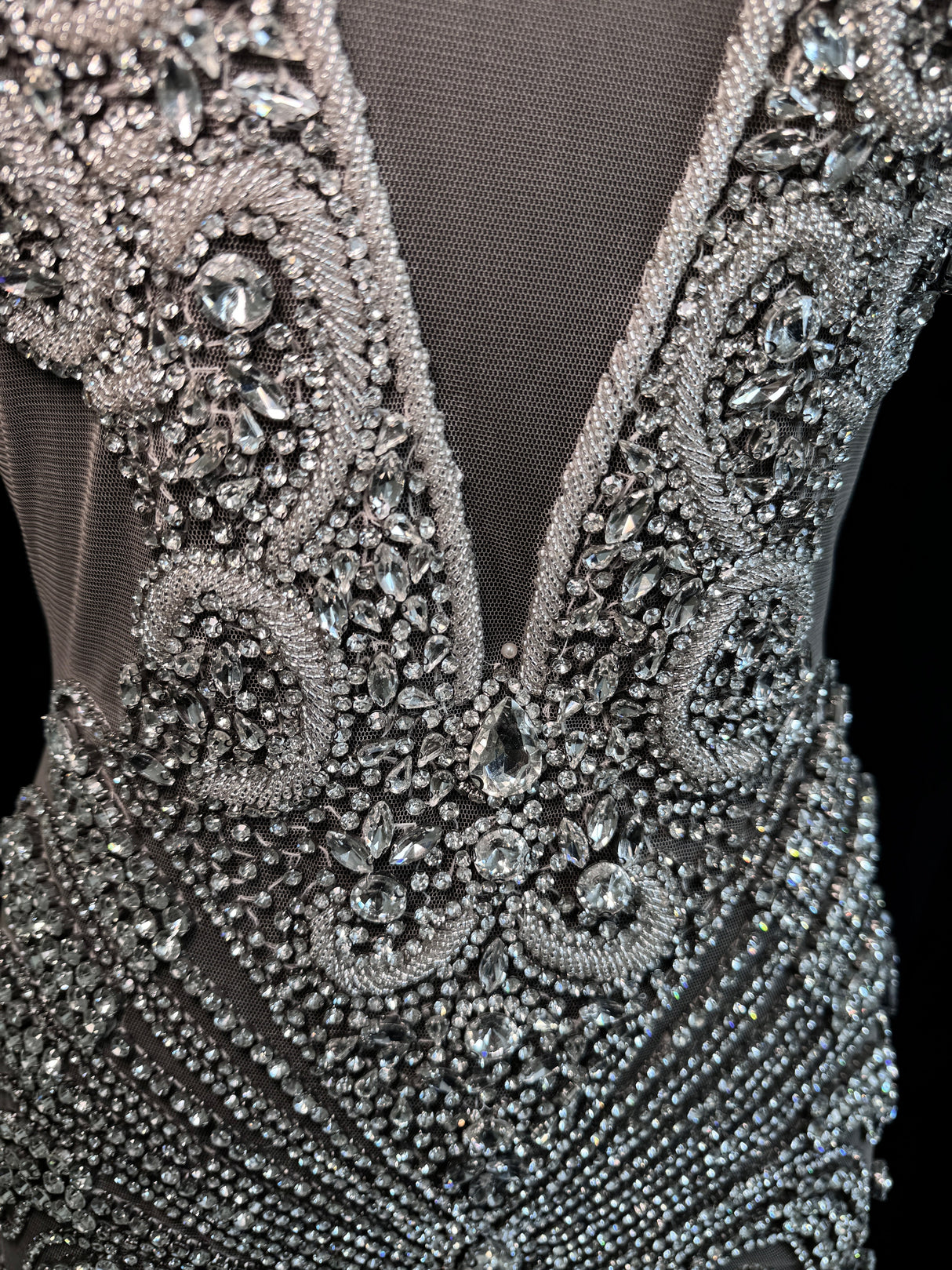 Silver Rhinestone Bodice Applique