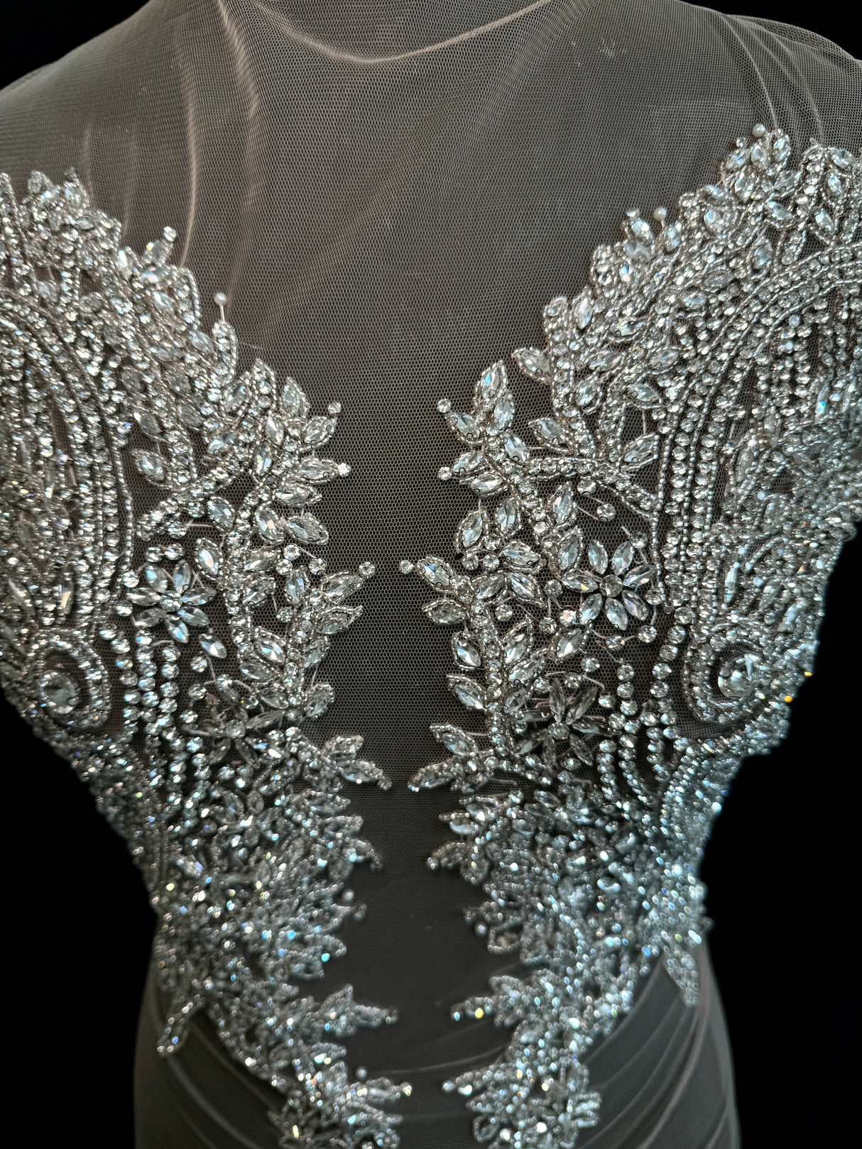 Silver Rhinestone Bodice Applique