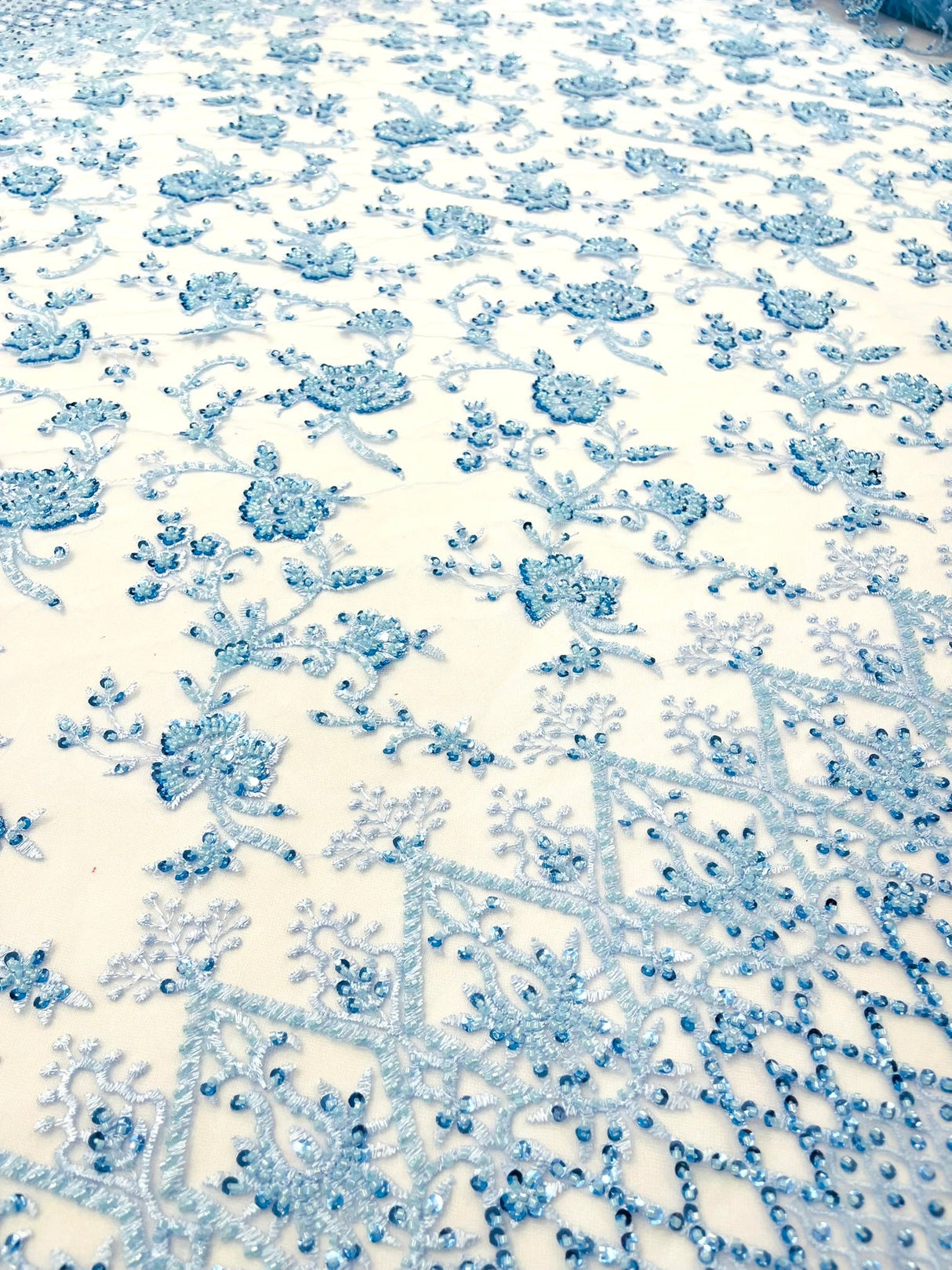 Modern Luxury Beaded Fabric - Mesh Lace, 54" Width, Color Assorted (1 Yard)