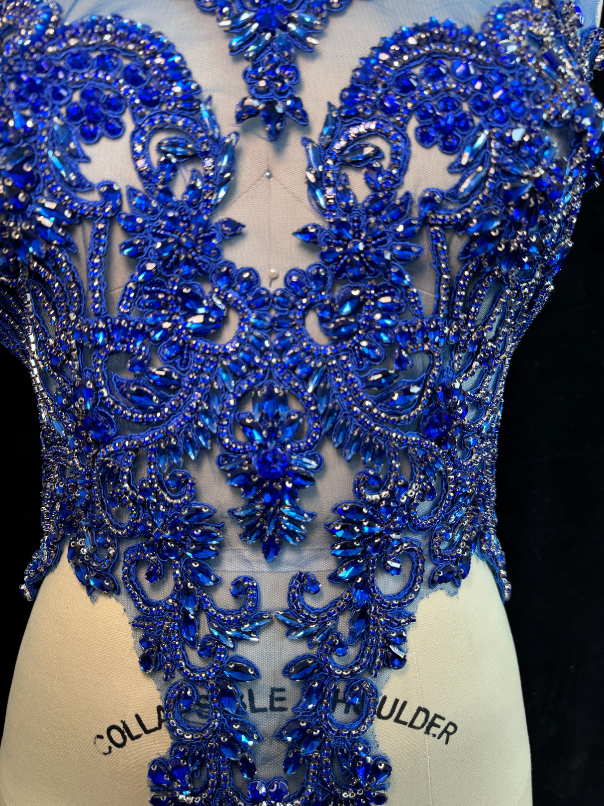 Royal Blue Rhinestone Bodice Applique