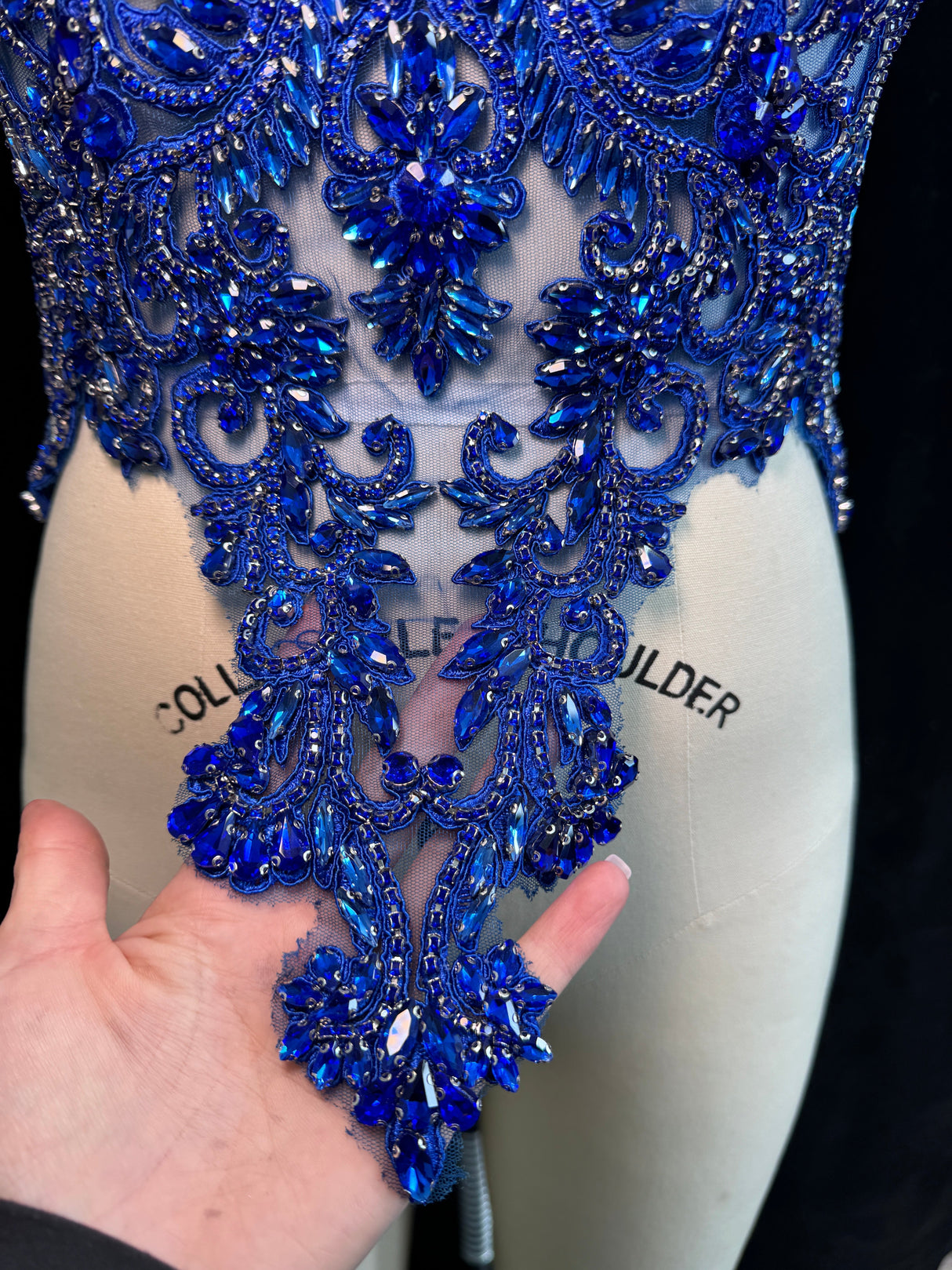 Royal Blue Rhinestone Bodice Applique