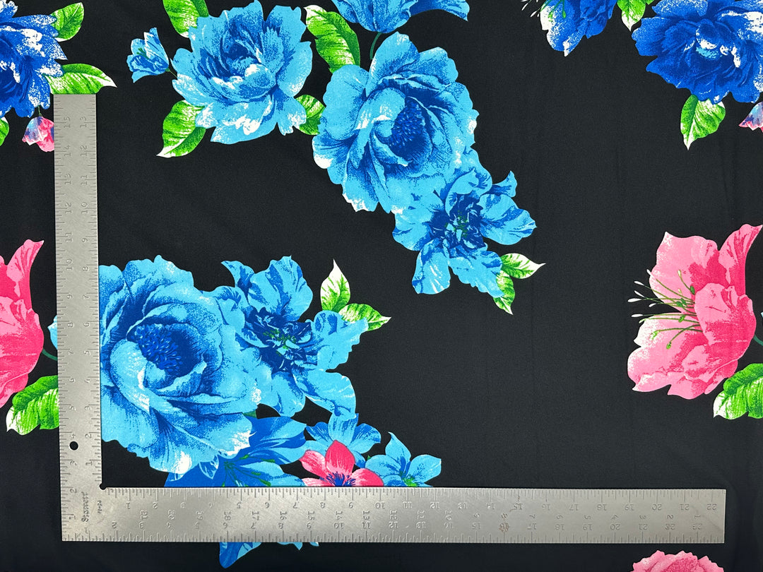 1 Yard Techno Crepe Knit Fabric Floral Design Soft Stretch 60 Inch Width