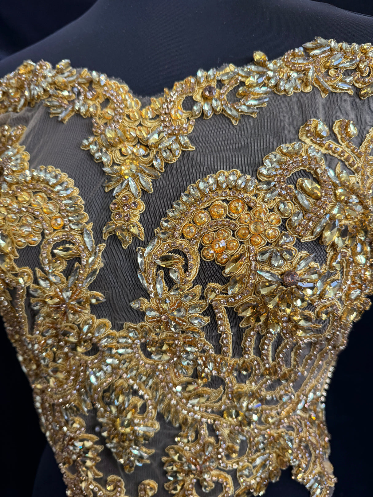 Gold Rhinestone Bodice Applique