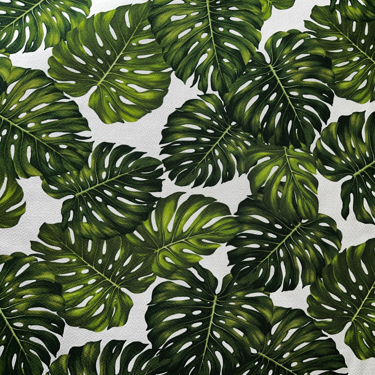 Monstera Leaf Cotton Heavy Barkcloth Fabric - Monstera Leaf Pattern, 36" X 56" (1 Yard)