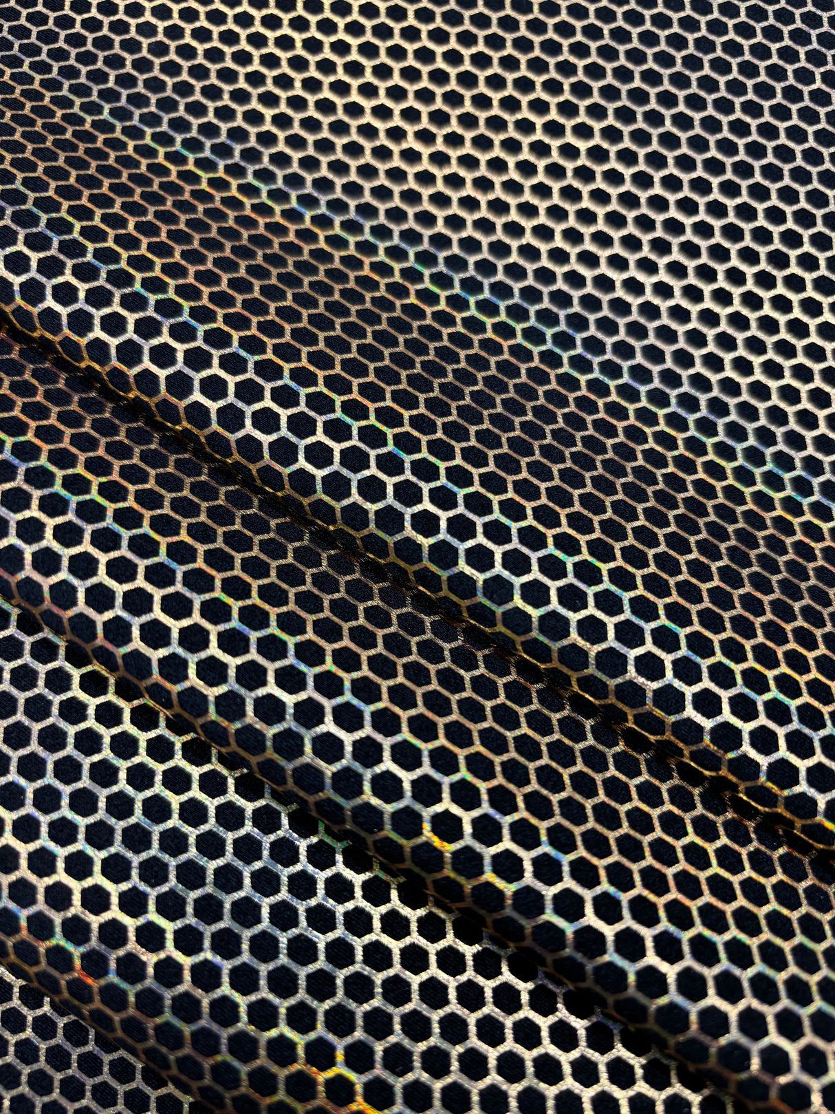 Gold Honeycomb Print Polyester Spandex Fabric - Gold Honeycomb Print, 58"/60" Width (1 Yard)