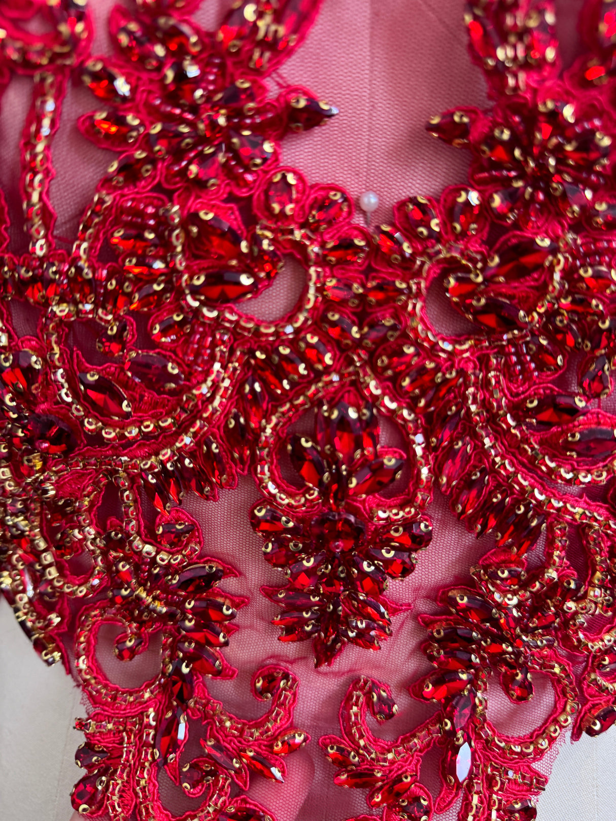 Red Rhinestone Bodice Applique