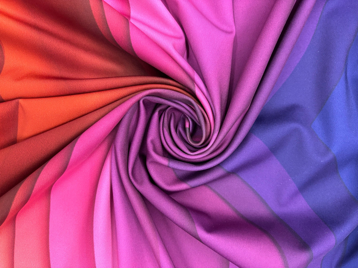 Wave Illusion Polyester Spandex Fabric - Print, 58"/60" Width (1 Yard)