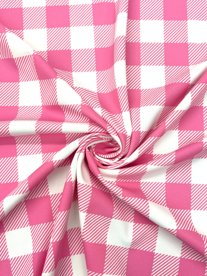 1 Yard Pink Gingham Print Spandex Fabric Four Way Stretch for Swimwear and Costumes 58"/60" Width
