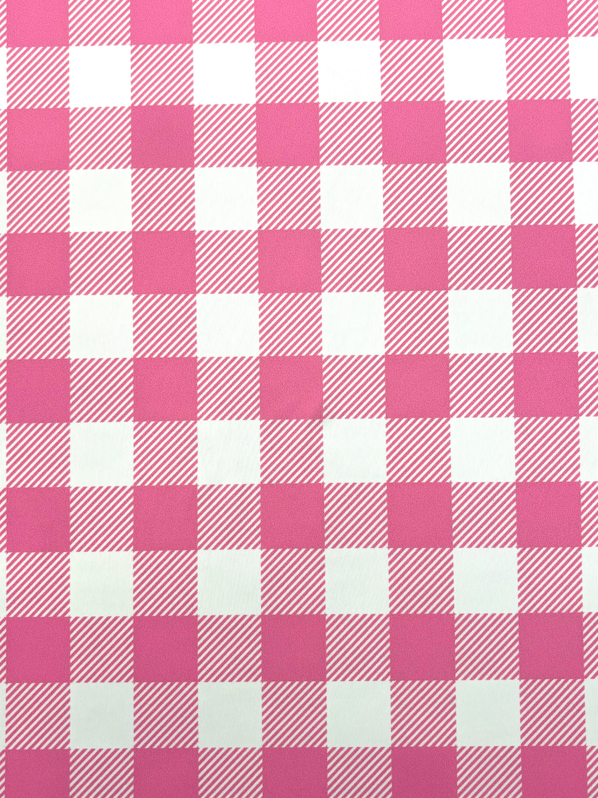 Pink Gingham Print Polyester Spandex Fabric - Pink Gingham Print, 58"/60" Width (1 Yard)