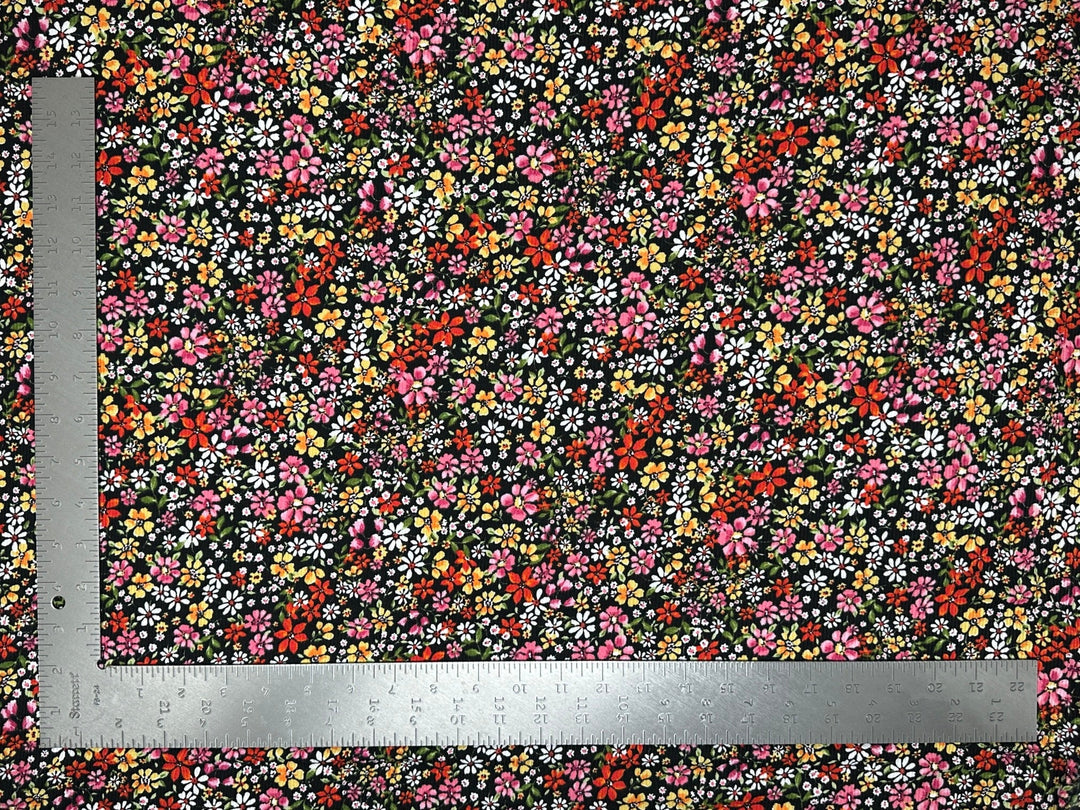 1 Yard 4x2 Brushed Rib Knit Floral Print Fabric Soft Stretch Textured 60 Inch Width