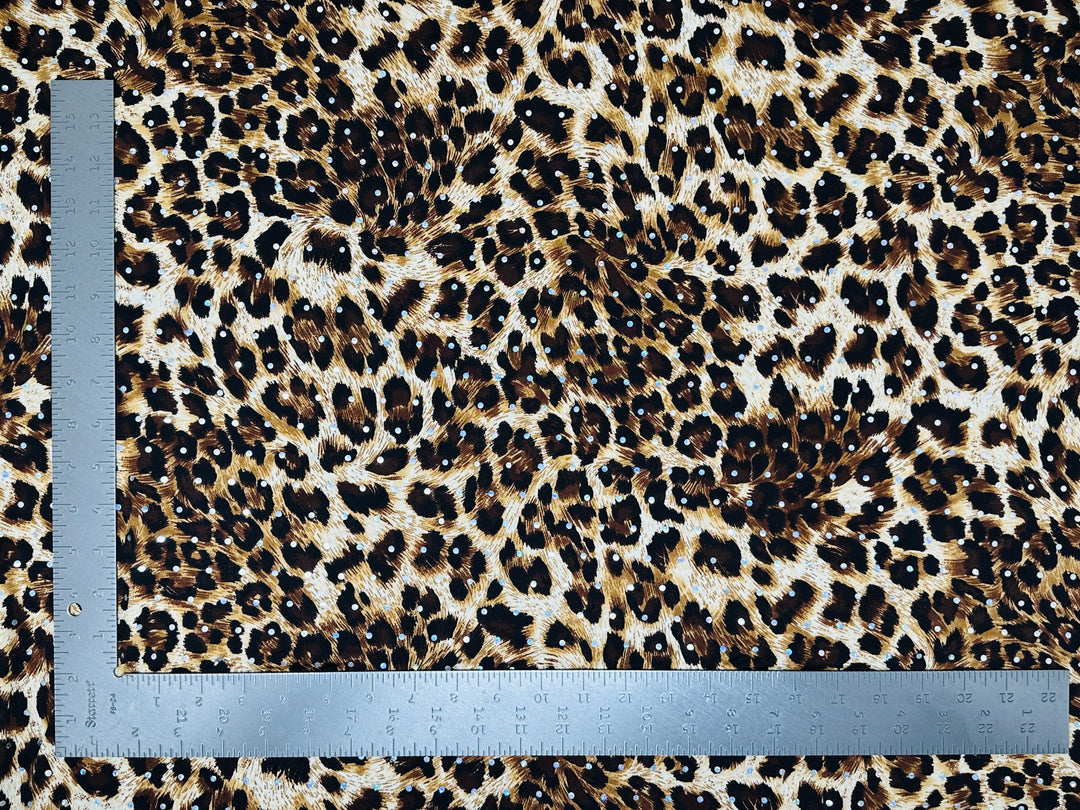 1 Yard ITY Knit Animal Print with Sequins Stretch Fabric Shiny Apparel Use 60 Inch Width