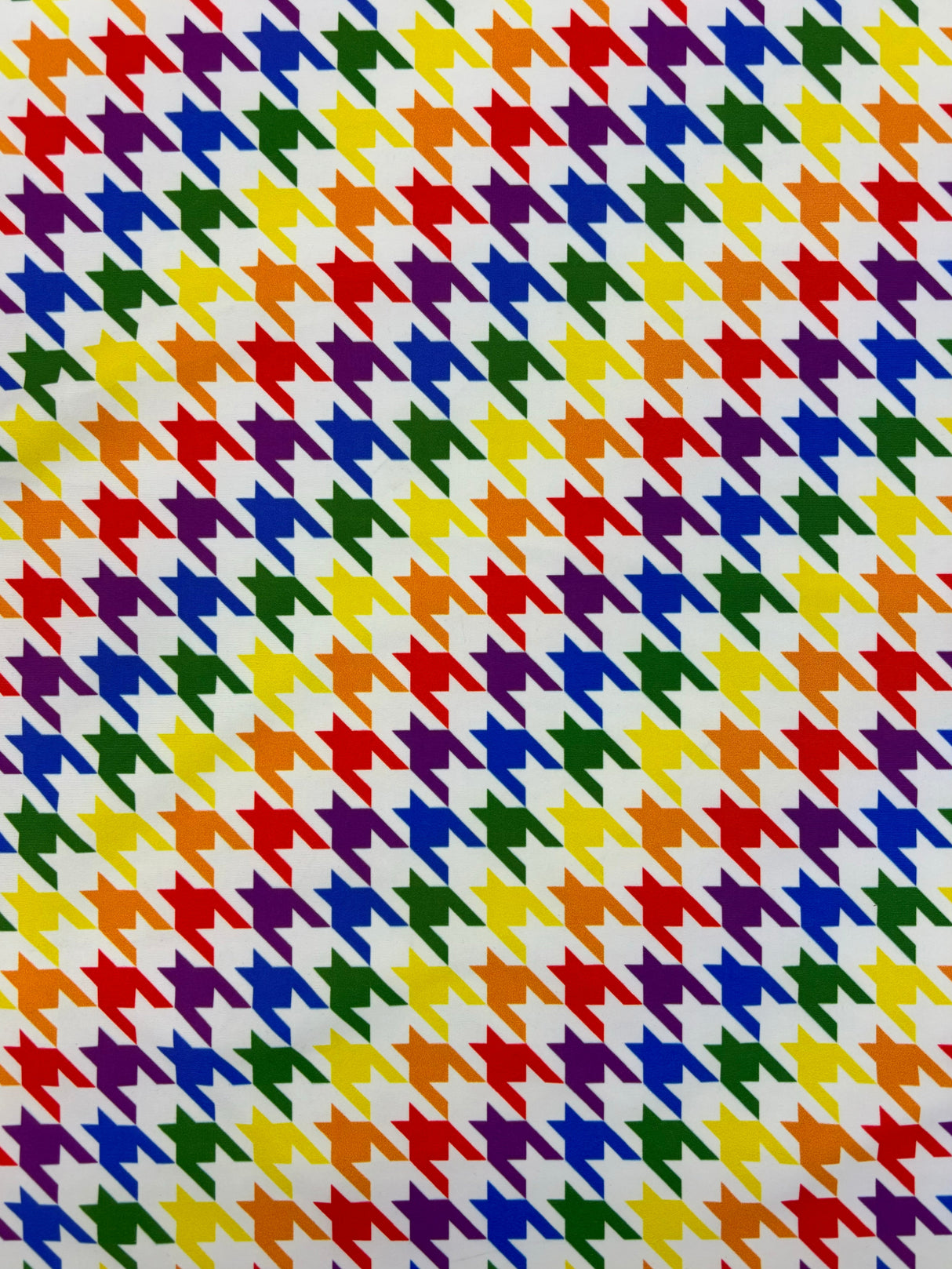 Rainbow Houndstooth Print Polyester Spandex Fabric - White/Black Houndstooth Print, 58"/60" Width (1 Yard)