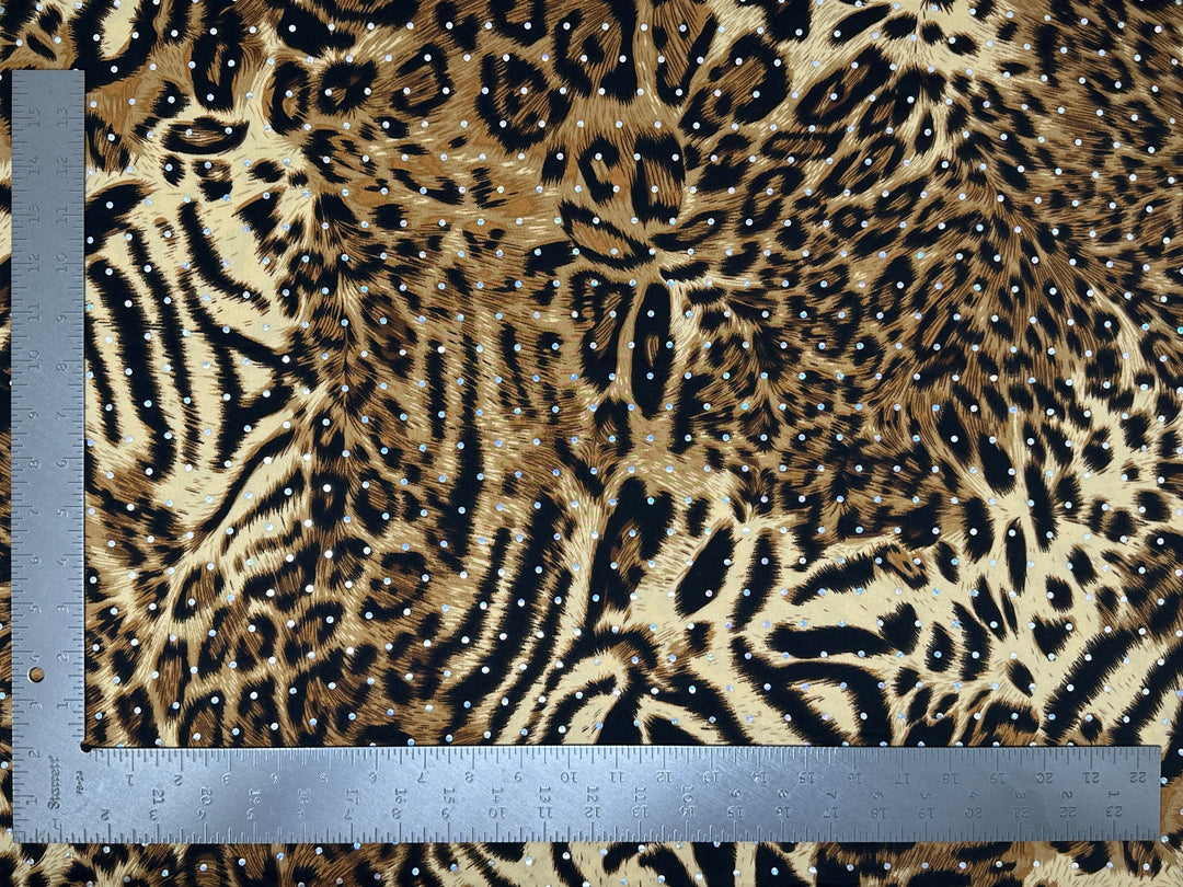 1 Yard ITY Knit Animal Print Fabric with Sequins Stretch Shiny Apparel Use 60 Inch Width