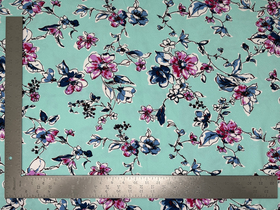 1 Yard Liverpool Knit Floral Print Fabric Textured Stretchy Apparel Material 60 Inch Width