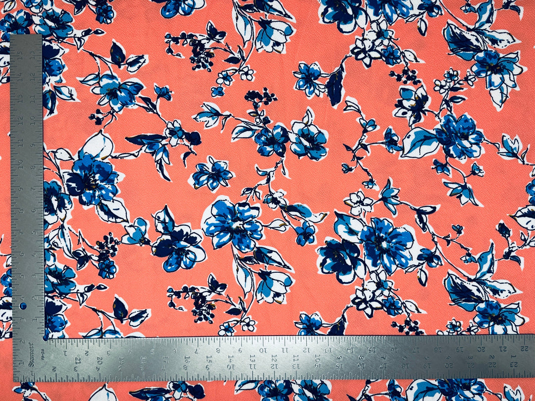 1 Yard Liverpool Knit Floral Print Fabric Textured Stretchy Apparel Material 60 Inch Width