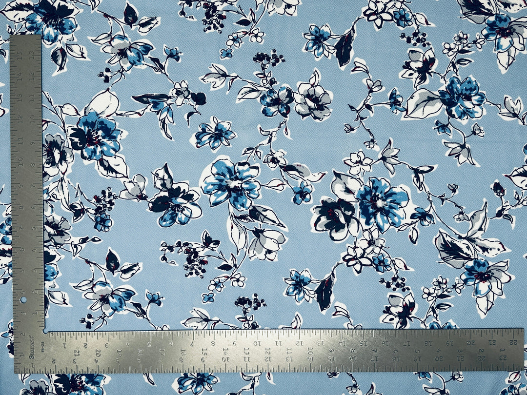 1 Yard Liverpool Knit Floral Print Fabric Textured Stretchy Apparel Material 60 Inch Width