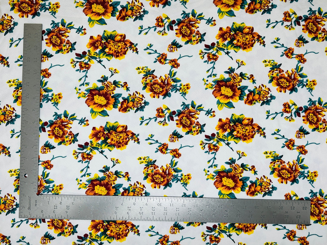 1 Yard Liverpool Knit Floral Print Fabric – Stretch Crepe Fabric for Dresses, Tops, and Bows – 58 Inch