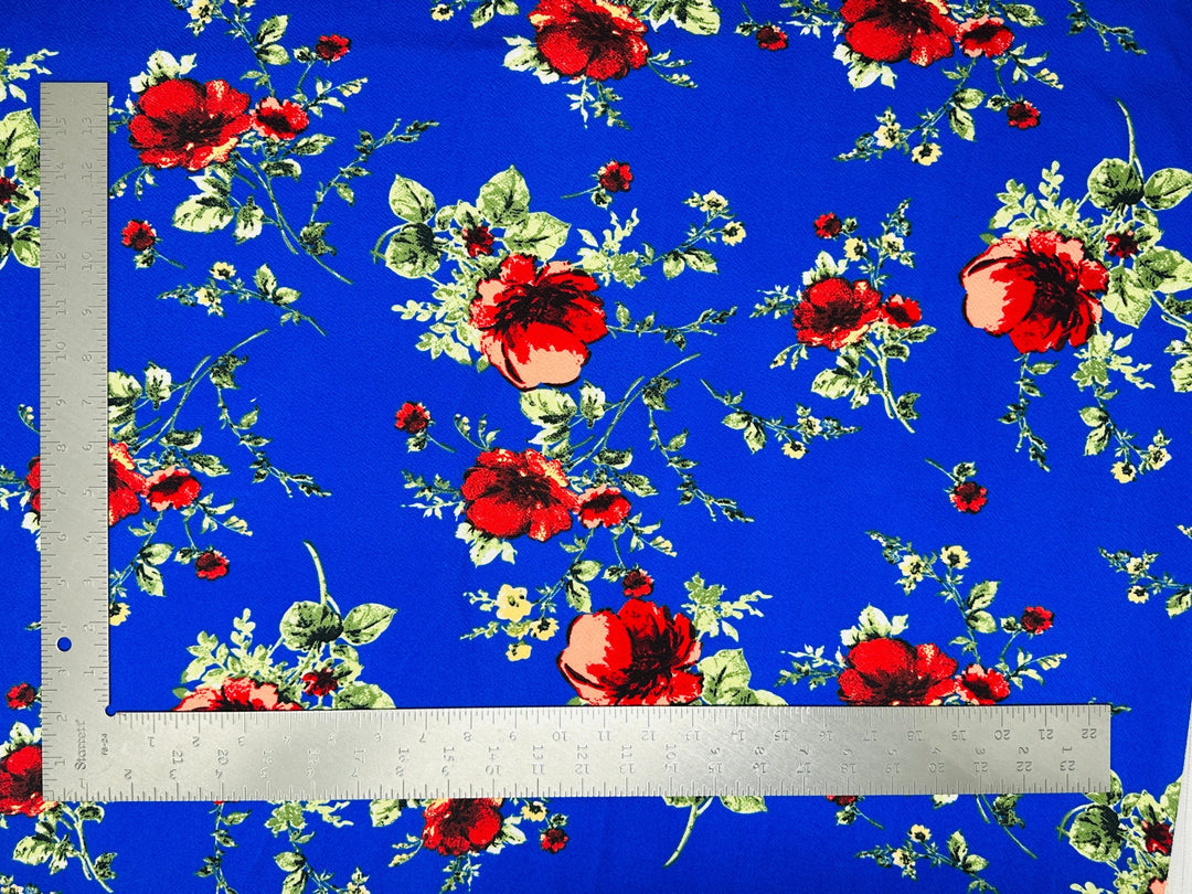 1 Yard Liverpool Knit Floral Print Fabric Stretch Crepe Textured Material 60 Inch Width