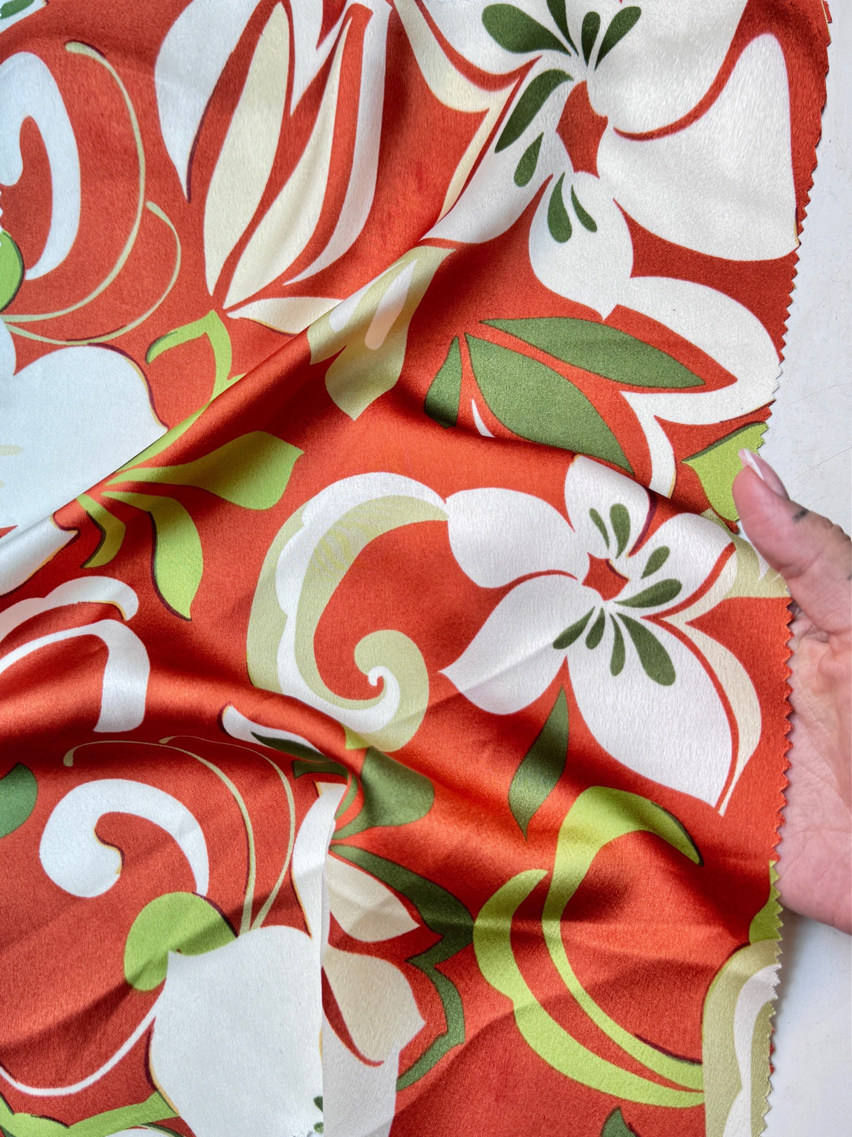 Printed Satin Rust Floral