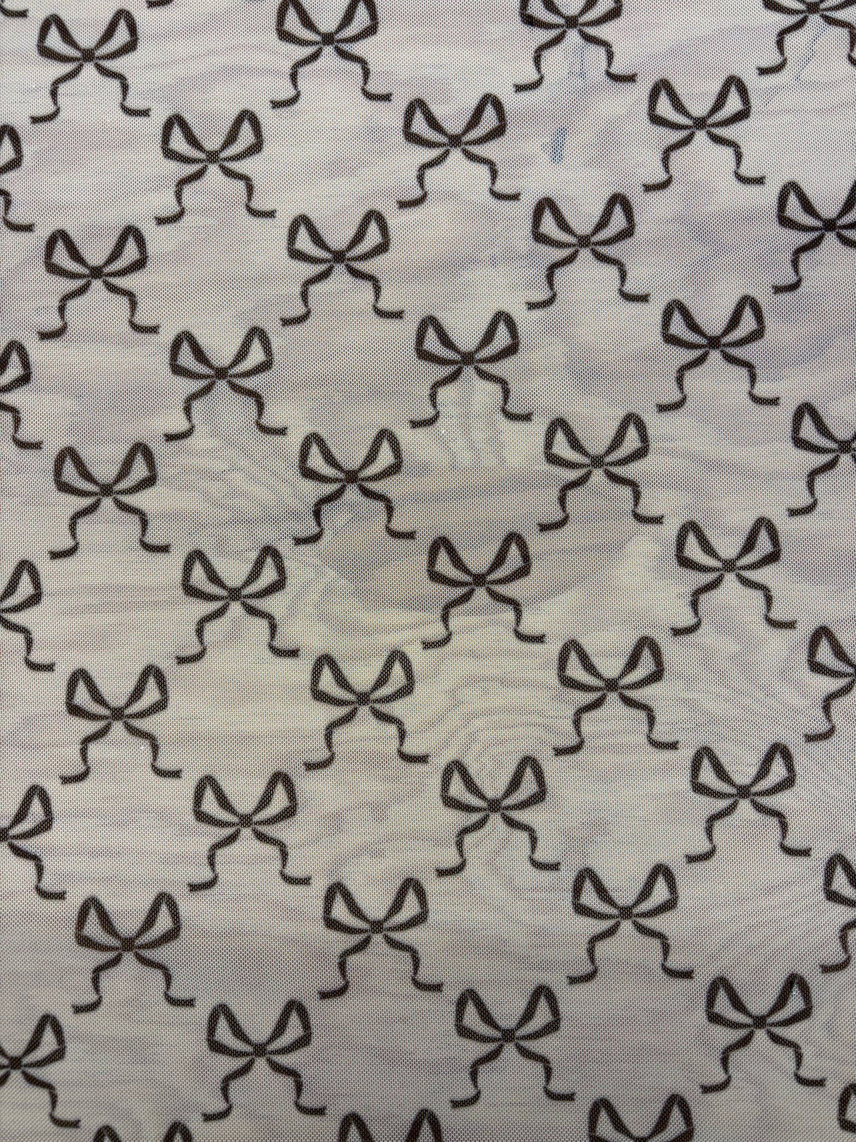 Bow Print Mesh Stretch Mesh Fabric - Black, Red Bow Print, Four-Way Stretch (1 Yard)