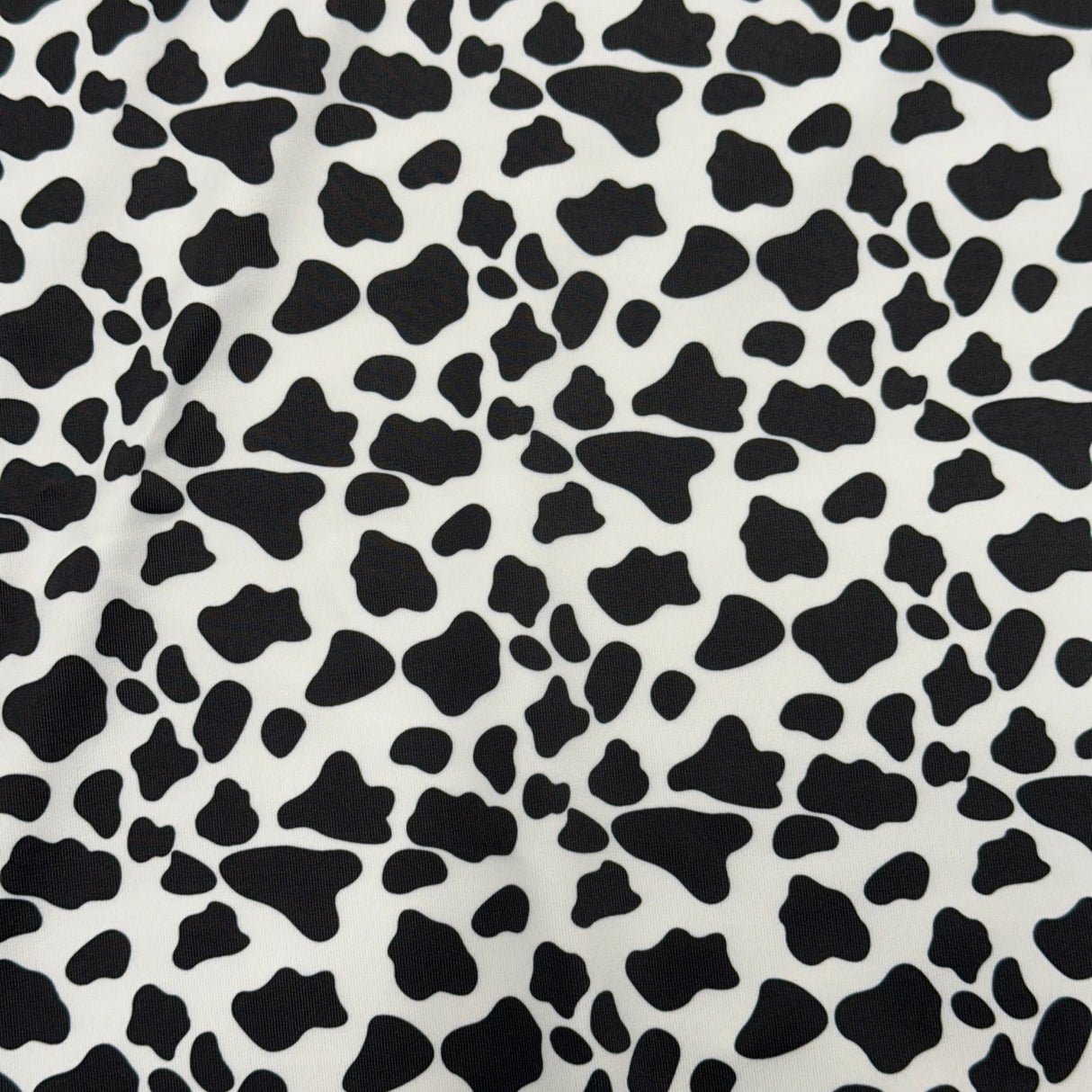 Polyester Spandex Cow Print Fabric 4-Way Stretch White Black