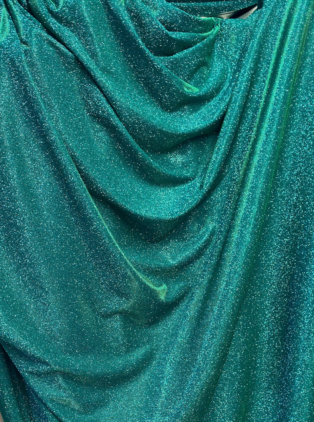 Teal Green Stretch Metallic Lurex