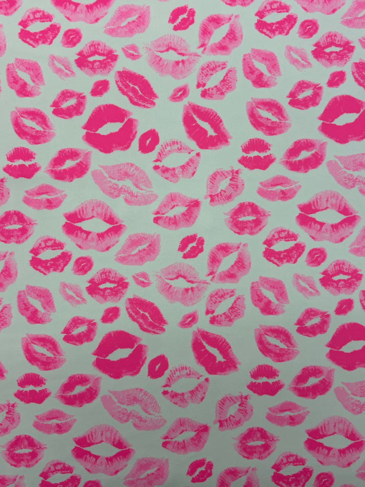 1 Yard Blacklight Reactive Kiss Print Spandex Fabric for Costumes and Swimwear 58"/60" Width