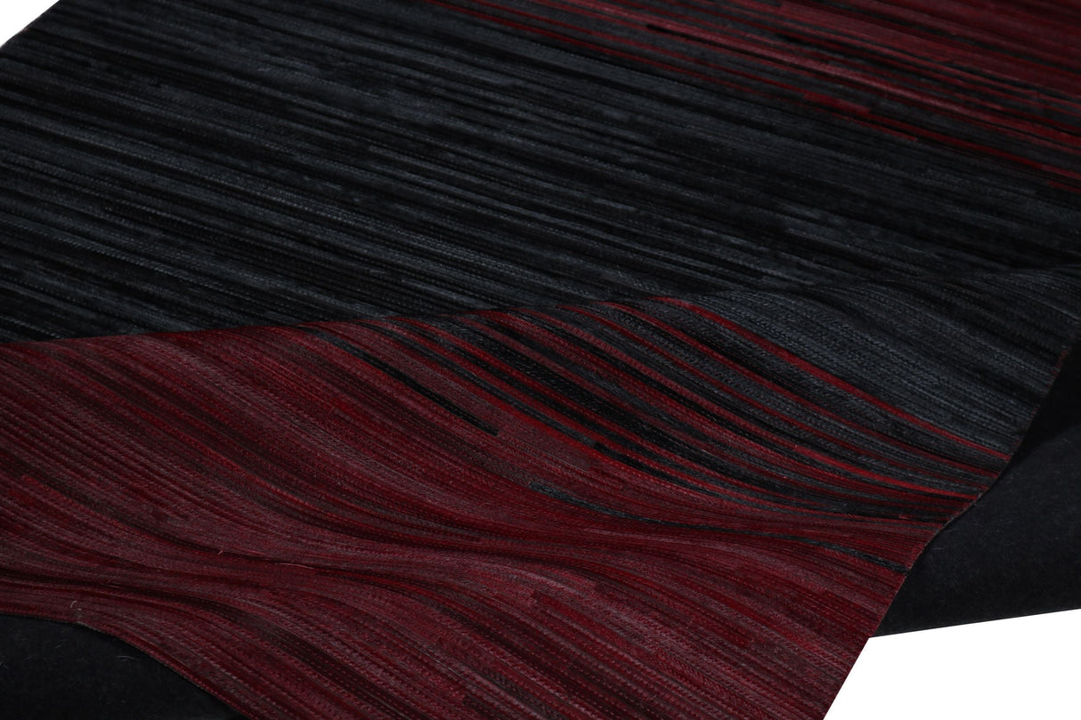 Patchwork PCH211 Red 100 Percent Hairon Leather Fabric - Red, Geometric Pattern, Ombre Effect (1 Piece)