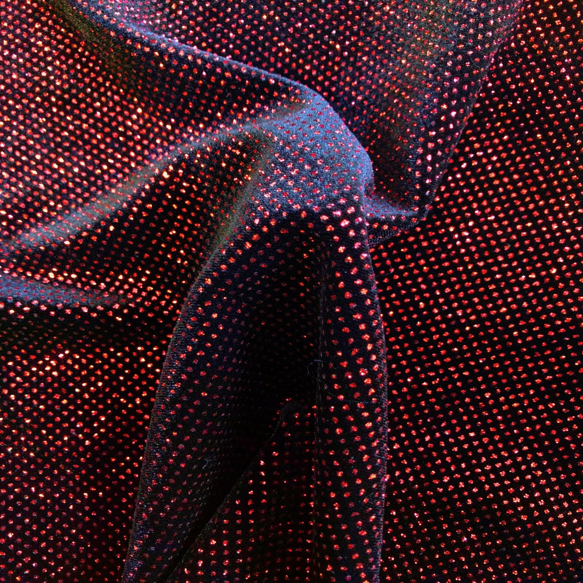 Sparkle Glitter Lurex Stretch Velvet Fabric - Iridescent Silver, Glitter Dots, 54" Width (1 Yard)