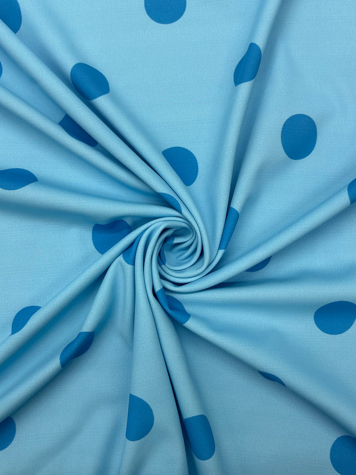 1 Yard Blue Polka Dot Spandex Fabric for Swimwear and Activewear 58"/60" Width