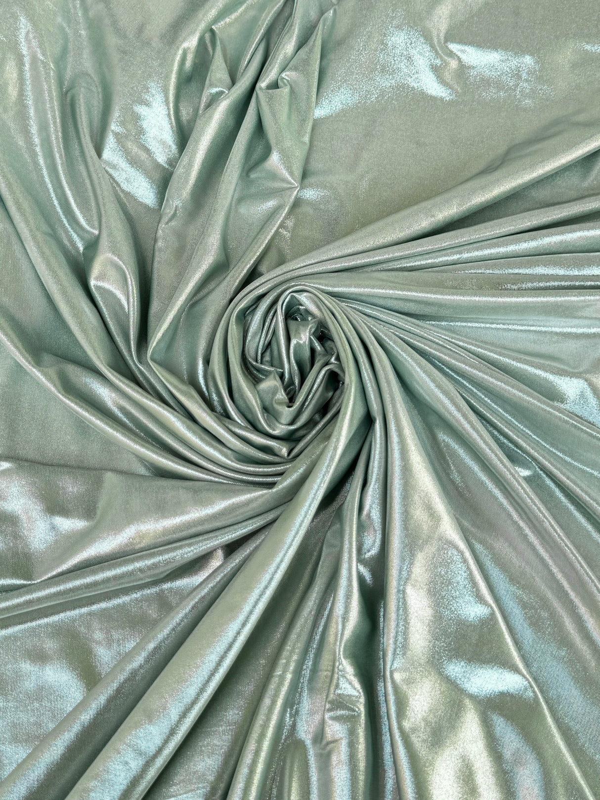 Shiny Foiled Spandex Sage Green