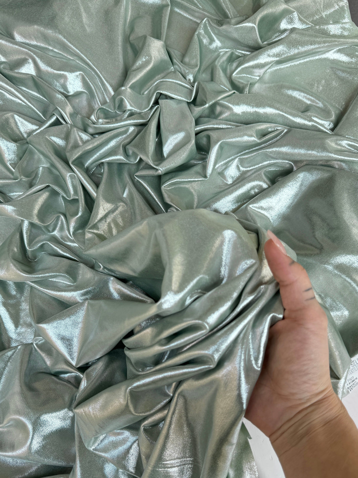 Shiny Foiled Spandex Sage Green