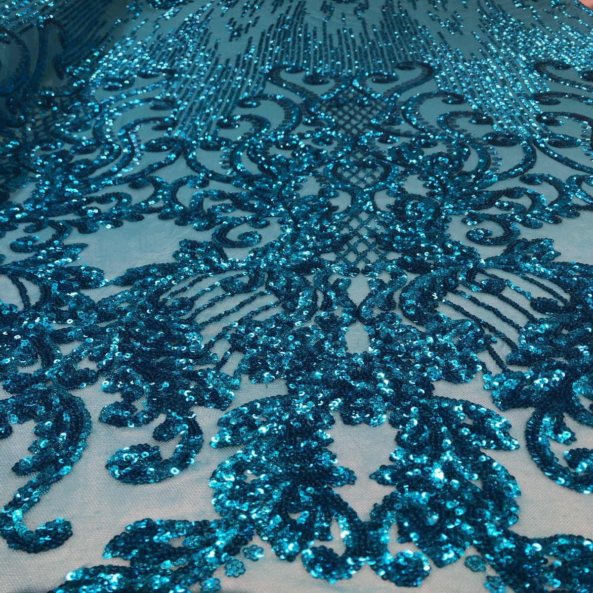 Stretch Sequins Damask Fabric