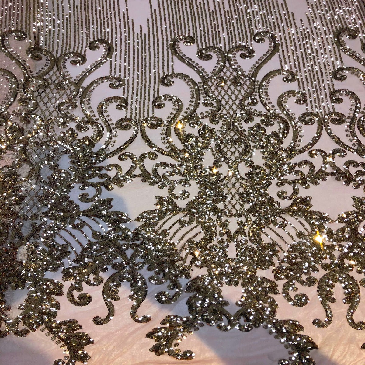 Stretch Sequins Damask Fabric