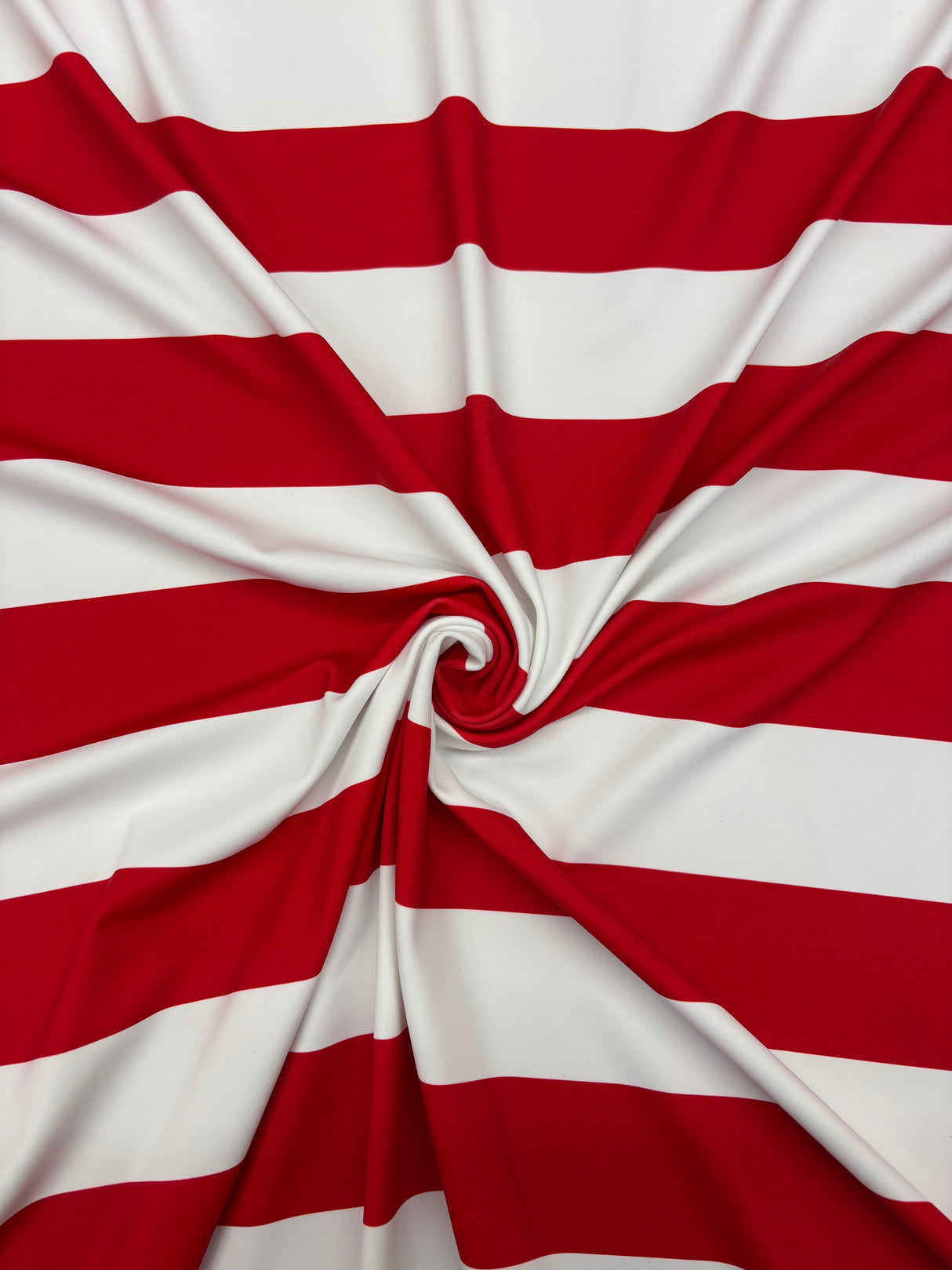 Red One Inch Striped Spandex Fabric - Red Stripes, 58"/60" Width (1 Yard)