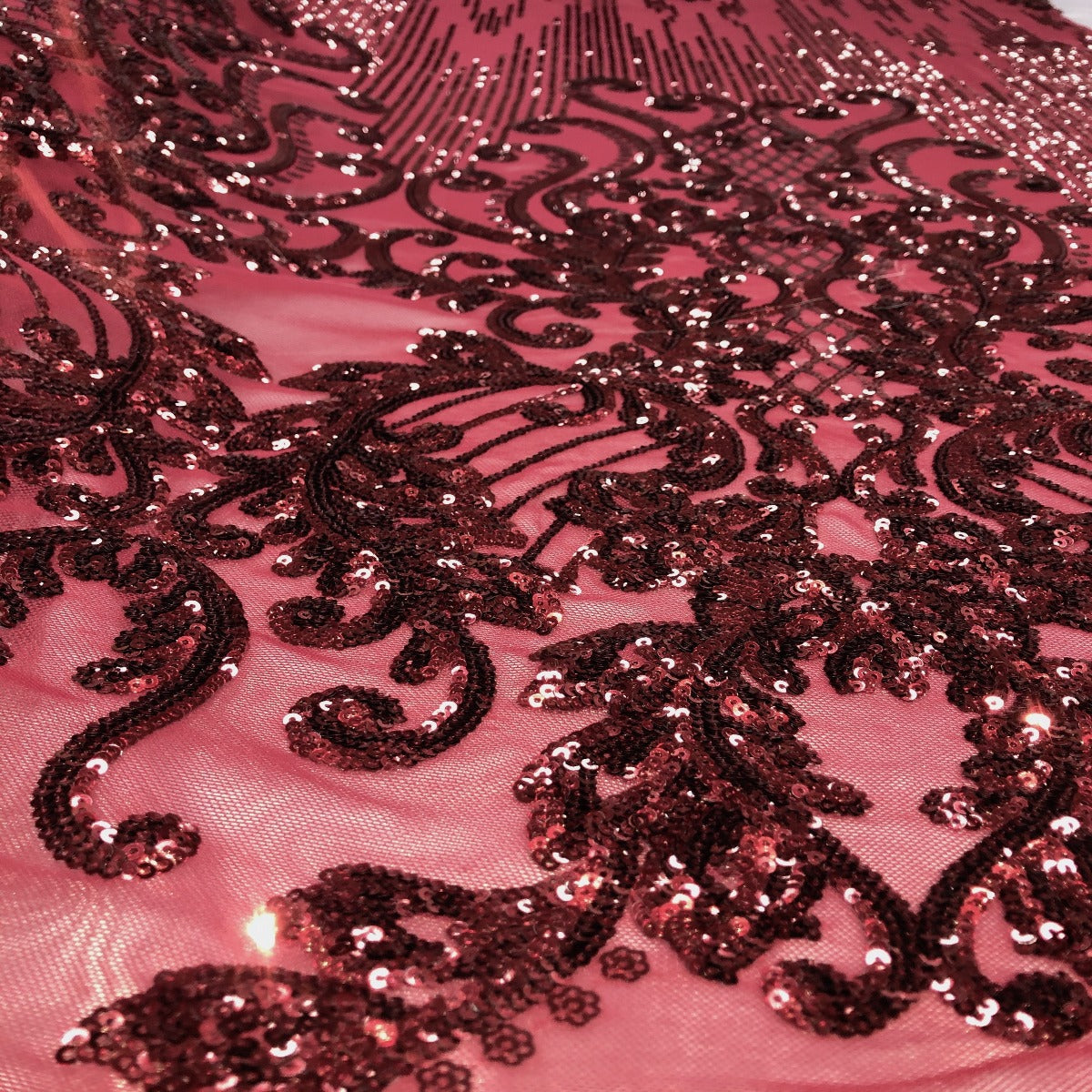 Stretch Sequins Damask Fabric