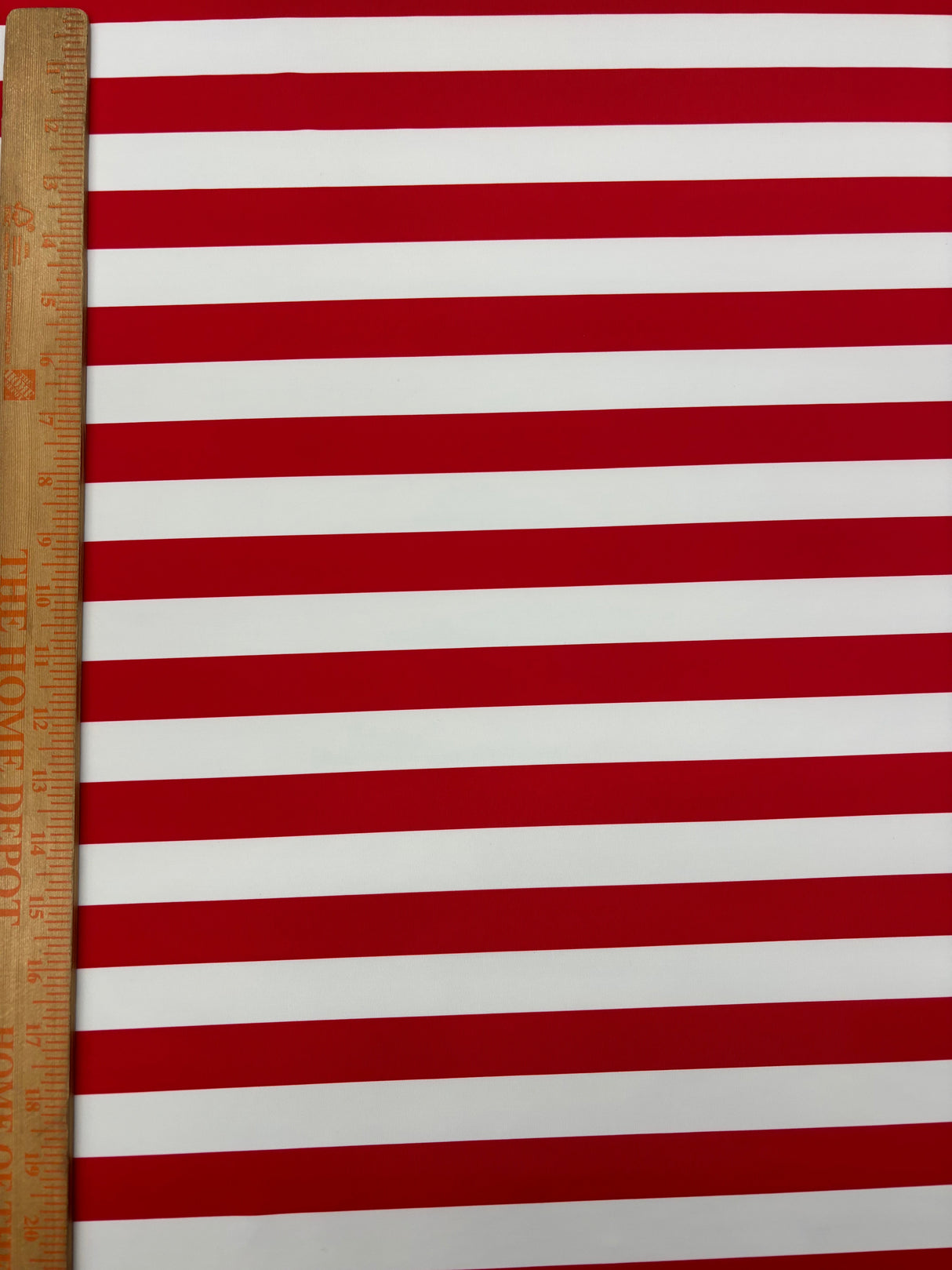 Red Half Inch Striped Polyester Spandex Fabric - Red Horizontal Stripes, 58"/60" Width (1 Yard)