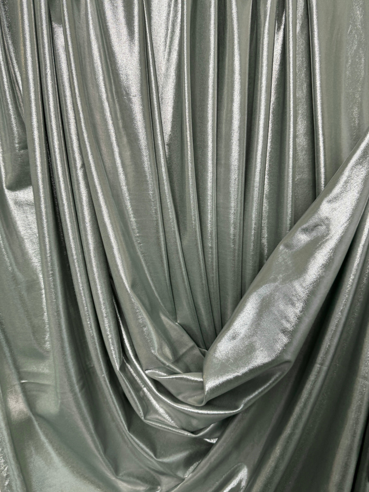 Shiny Foiled Spandex Sage Green