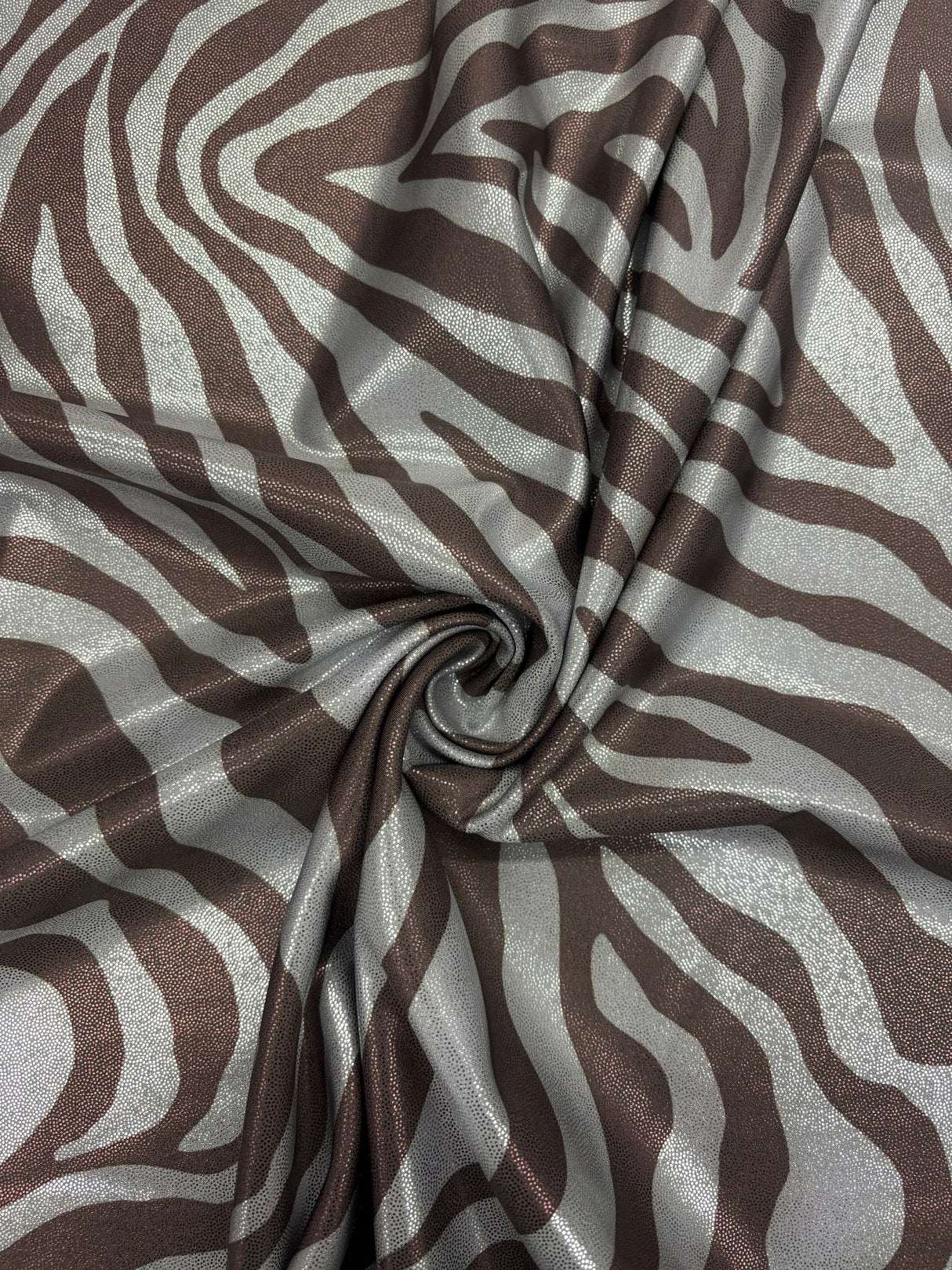 Brown Zebra Print Mystique Spandex Fabric - Brown Zebra Print, 36" Width (1 Yard)