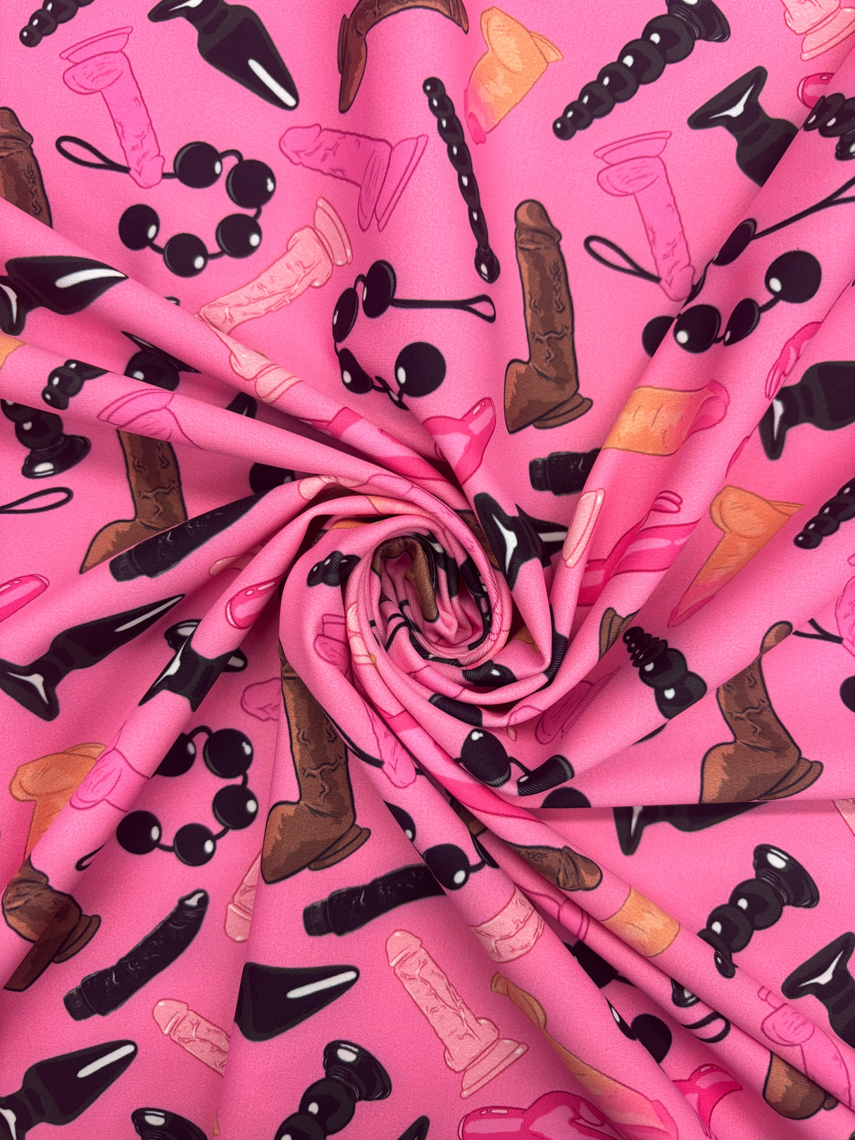 Sex Toy Printed Polyester Spandex Fabric - Printed, 58"/60" Width (1 Yard)
